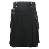Tartanista Plain Black Heavy Cotton Utility/Wilderness Kilt 30