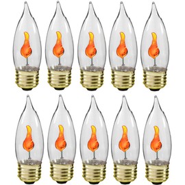 Creative Hobbies® 3 Watt Flicker Flame Light Bulb - Flame Shaped, Flickering Orange Glow for Unique Ambience - E26 Standard Base, Box of 10