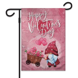 Happy Valentine's Day Gnome Garden Flag - 12x18" Garden Flag Perfect for Spring, Valentine's Day, All Season Decor