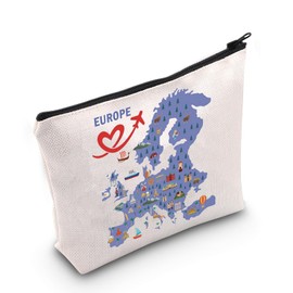 MYOSPARK Europe Travel Gift Europe Travel Cosmetic Bag Gift for Travelers European Vacation Gift Europe Paris Rome Barcelona Honeymoon Gift (UK EUROPE bag)