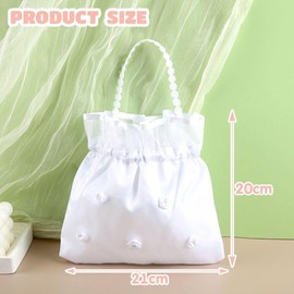 EOWVISN 1 Piece Satin Wedding Handbag, Bridal Wedding Bag, Bridal Accessories, Modern Wedding Favor Handbag, White Bridal Handbag
