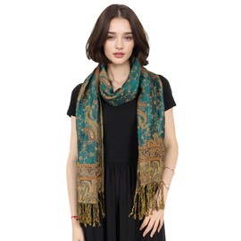 Lamca Women Pashmina Shawls and Wraps Scarf Soft Silky Reversible Paisley Scarves Shawl for Women UK