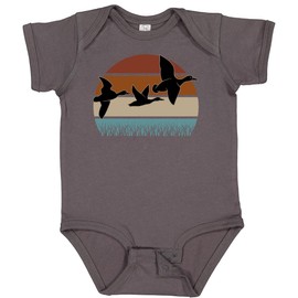 inktastic Duck Hunting Retro Sunset Hunter Baby Bodysuit Newborn Charcoal Grey 37d0e