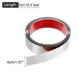 uxcell Wall Trim Molding, 16.4 ft x 1.57 in Stainless Steel Peel and Stick Self Adhesive Trim Metalized Mirror-Like Finish Strip Border Edge Frame Trim for Home DIY Decoration, Silver