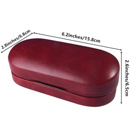 Kanasi Double Glasses Case Hard Shell, 2 in 1 Dual for Two Frames, Red, Size: 6.2 x 2.8 x2.6 inches