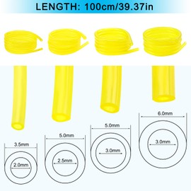 VooGenzek Pack of 4 Petrol Hose Kit, 1 m Transparent Fuel Hose, Oil Hose (2 x 3.5 mm, 2.5 x 5 mm, 3 x 5 mm, 3 x 6 mm), for Trimmers, Lawnmowers, PVC Hose, Oil Hose