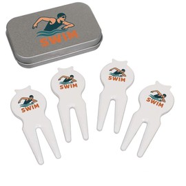 Azeeda 'Swimmer in Water Design' Golf Divot Tool/Repair Fork Gift Set (GO00070347)