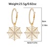 Halloween Spider Web Earrings for Women Large Gold Rhinestone Hoop