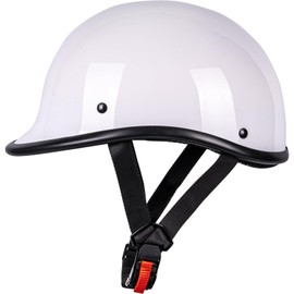 Yesmotor Vintage Motorcycle Half Helmet - Lightweight Low Profile Open-Face Half-Face Helmet – DOT Approved (White, Small)