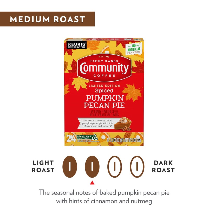 Community Coffee Spiced Pumpkin Pecan Pie Flavored Keurig Coffee Pods,