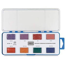 AMACO Semi-Moist Underglaze Set D, 1-1/2 Ounce, Assorted Colors, 8 Color Pan
