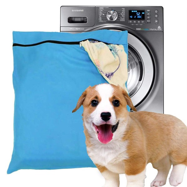 Petwear Laundry Bag, Pet Laundry Bag, Blue Filter, Pet Hair, Pet Washer, Washing Bag for Washing Machine with YKK Zipper for Pet Bedding, Blankets, Towels, Jumbo Blue