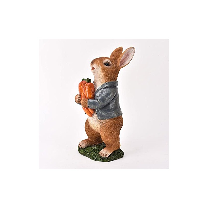 Country Living Rabbit Holding Carrots Garden Figurine Ornament