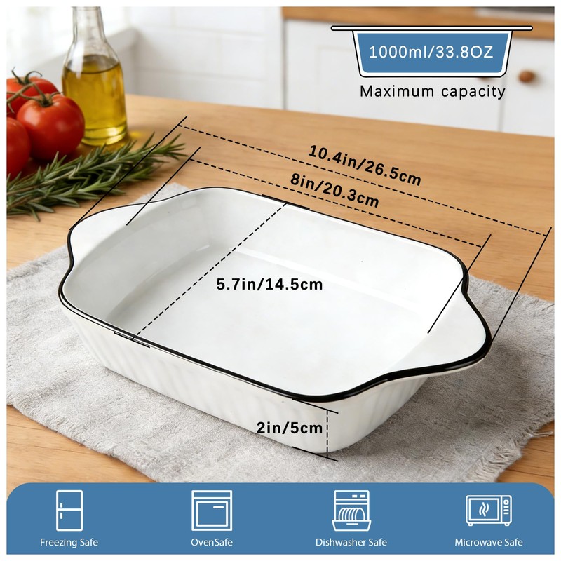 Vitrignis 34oz Small Ceramic Casserole Dishes Set Of 4-1000ml Small