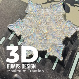 devembr Snowboard Stomp Pad, 3D Clear Snowflake Snowboarding Stomp Pads, PVC Material, 5.11" x 4.53", Laser
