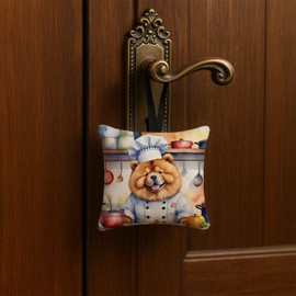 Caroline's Treasures Chow Chow The Chef Hanging Square Fabric Ornament 3.5 × 3.5 Decorative Door-Knob & Tree Hanger, Soft Fabric