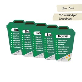 PrintAttack P038 | Set of 6 Waste Separation Stickers Scratch and Weather & UV Resistant (5 x Organic Waste Green)