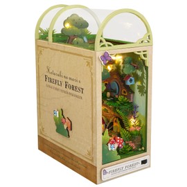 Spilay DIY Dollhouse Miniature Book Nook Assemble Kit,3D Wooden Puzzle Bookshelf Insert Decor with Light,Bookends Model Build-Creativity Kit for Adults Friend Lover Birthday Gift (TC35)