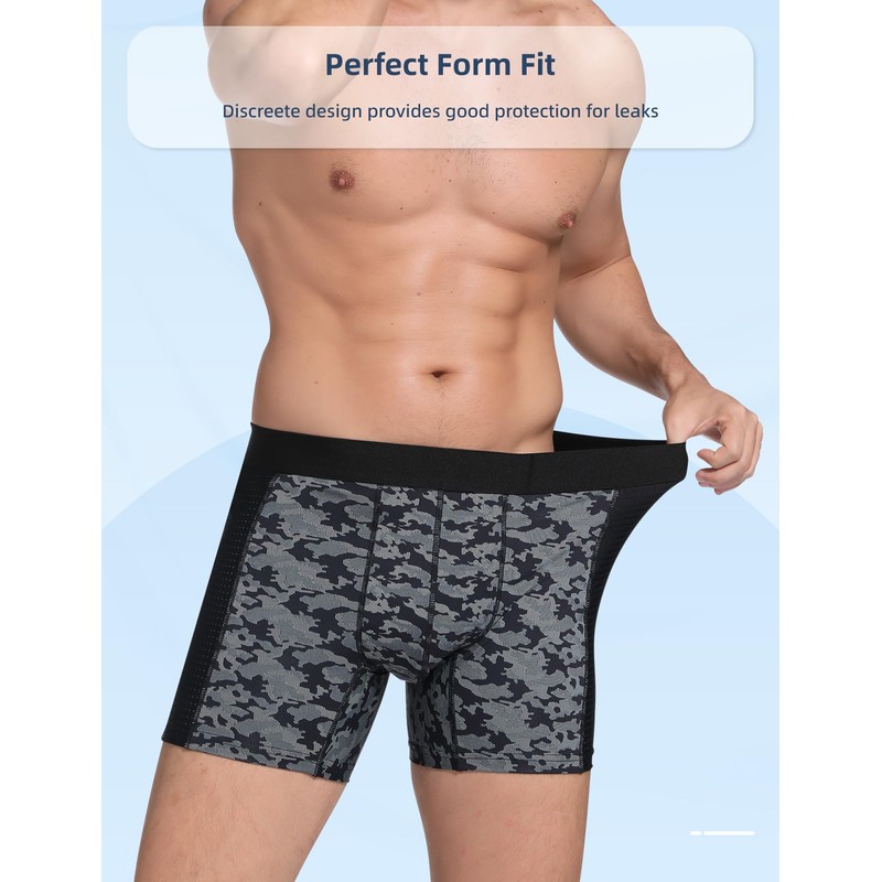 Carer 3 Pack Cool & Breathable Men's Incontinence Boxer Briefs,