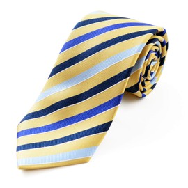 Michi Kolondon Brand Necktie, Made in Japan, 100% Silk, Jacquard Woven, Woven Pattern, Striped (A Pattern: Yellow Type), A pattern: Yellow type