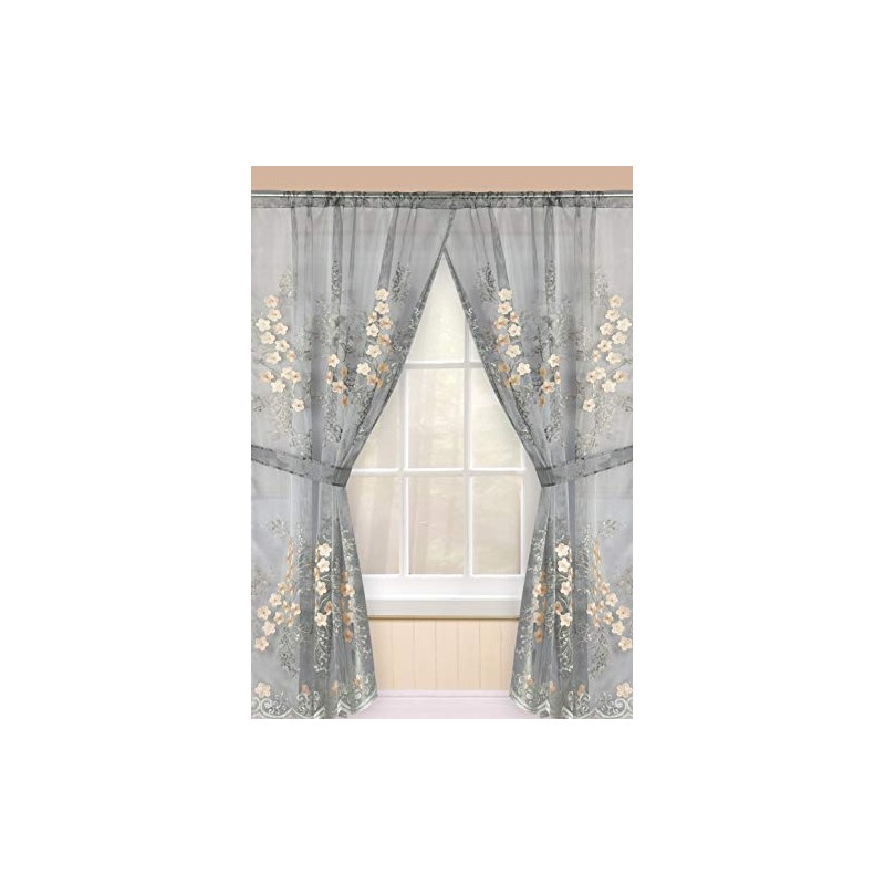 Popular Bath 950373 Bloomfield, Window Curtain, Grey