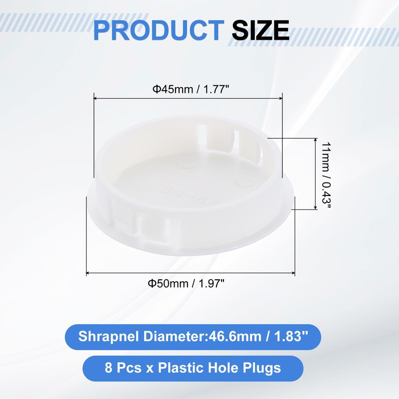uxcell 8Pcs Plastic Hole Plugs, 45mm(1-3/4") Flush Type Panel Plugs,