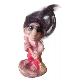 CEB Troll De 10 Cm Con Pelo De Lana De Oveja Y Ojos De Cristal