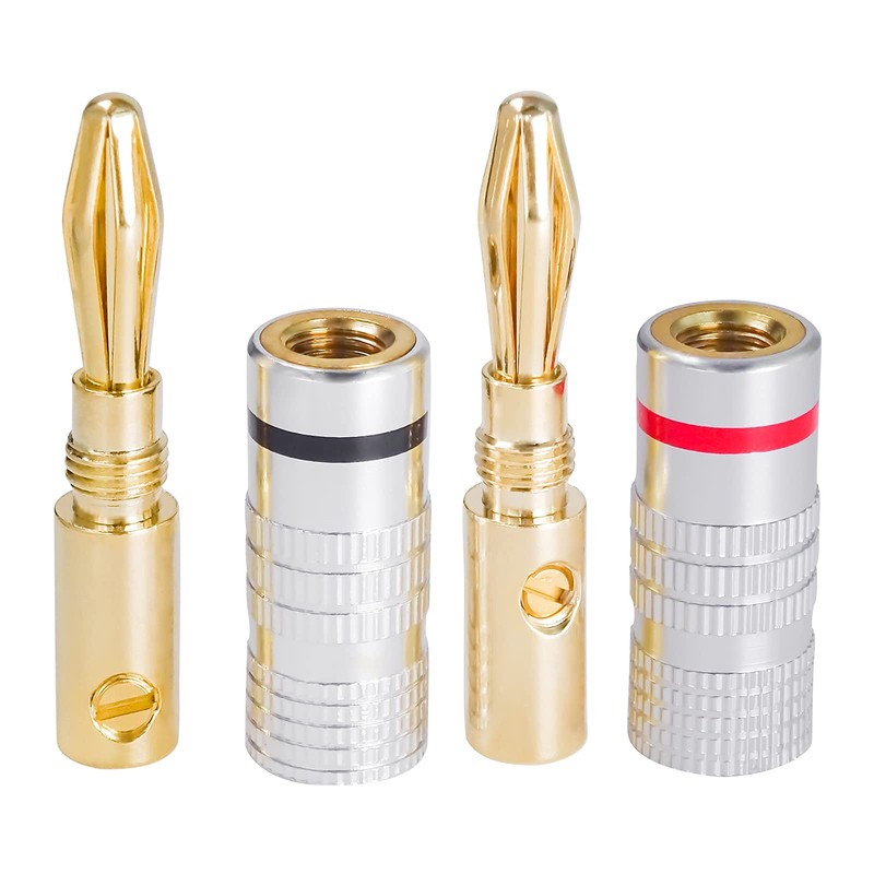 Cleqee 8pcs 24K Gold Plated Banana Plug Speaker Cable Connector