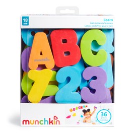 Munchkin Learn Bath Toy, 36 Bath Foam Letters and Numbers (Letters A-Z; Numbers 0-9)