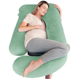 Cute Castle Pregnancy Pillows, Soft U-Shape Maternity Pillow with Removable Cover - Full Body Pillows for Adults Sleeping - Pregnancy Must Haves - Jumbo 57 Inch - Green