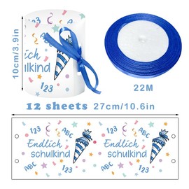 12 Blue Lantern Table Decoration First Day of School, Finally School Child Decoration Boy, Motif School Cone