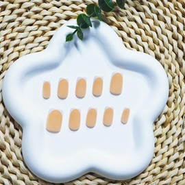 French Tip Press on Nails White Fake Nails Short Square False Nails Nude Glue on Nails Glossy Acrylic Nail Full Cover Stick on Nails for Women DIY Nails Art Decoration 24pcs