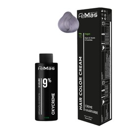 Femmas Hair Colour Set Light Blonde Lavender 9.21 I Hair Colour Cream 100 ml + Oxycreme 100 ml 9% I Permanent Hair Colouration + Developer I Gentle & Long Lasting I Salon Hair Colour for Home