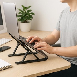 VerdeVida Laptop Stand, Portable Laptop Holder Computer Stand for Desk, Metal Foldable Laptop Riser with 6 Levels Height Adjustment, Compatible with MacBook, HP, Lenovo, Dell,Black