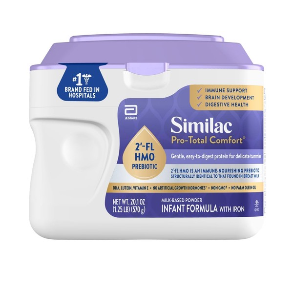 Similac Pro-Total Comfort Infant Formula With Iron, Gentle, Easy-to-Digest Formula, With 2'-FL HMO for Immune Support, Non-GMO, Baby Formula Powder, 20.1-oz Tub