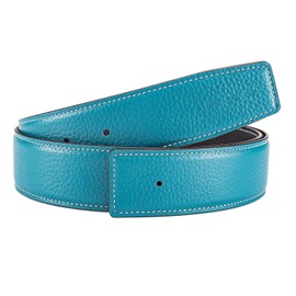 Vatee's Cinturones de cuero genuino reversibles para hombres/mujeres correa de cinturón de repuesto sin hebilla 38mm de ancho 105cm de largo Azul claro & Negro