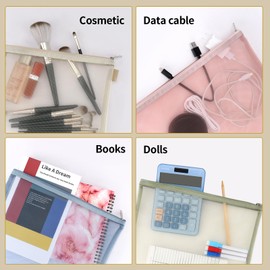 TrueLux 20 Pack Colored Mesh Zipper Pouch Bags, Nylon Puzzle Building Block Sets Toy Storage and Organization, Breathable See Through(10Pcs A4+10Pcs A5)Zipper Pouch with Handle for School Office Games