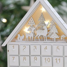 Ginger Ray White Gold Illuminated Wooden Christmas Calendar