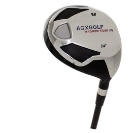 AGXGOLF Men's Magnum XS #9 (24 Degree) Fairway Utility Wood: Graphite Shaft + Head Cover: Stiff Flex, 2X-Tall Length (+2.0")