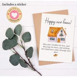 TRIDECOR New Home Card, Housewarming, Congratulations on Your New House Card, New Apartment Card - Folded 5"x7" with Envelope - with Blessing, Welcome New Homeowner, Home Sweet Home
