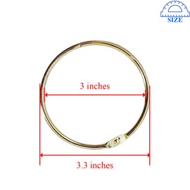 HAHIYO Metal Binder Rings 3.3 Inch, Gold, 8Pcs, Holds Up to 750 A4 Pages, 2 Holes, Ideal for Office, School, Home Use