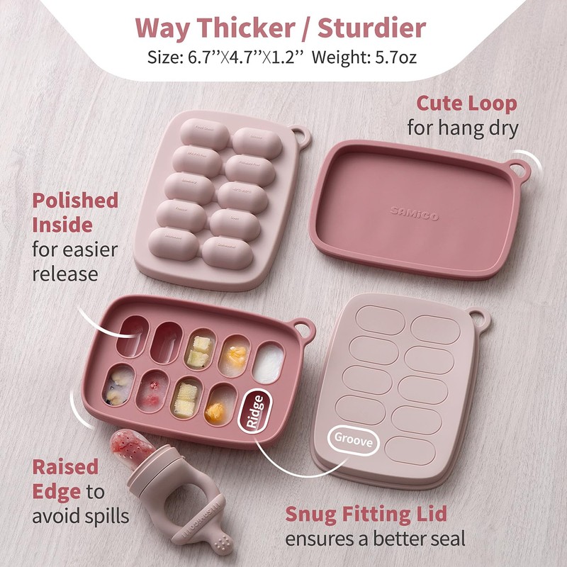 SAMiGO Baby Food Fruit Feeder and Breastmilk Popsicle Mold Set,