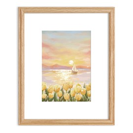 RICHFOCUS 8x10 Picture Frame, Natural Solid Oak Wood 8 x 10 Photo Frame with Tempered Glass, Handcrafted 8 by 10 Wooden Frame Matted to 5x7 Photo for Hanging or Tabletop Displaying