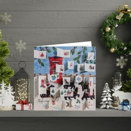 Traditional Advent Card Scottie Dogs Postbox - 160mm x 160mm - 24 Doors