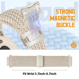 Laband 2 Pack Magnetic Braided Nylon Watch Band Compatible with Garmin Venu 3S/Venu 2S/Vivoactive 4S/Vivomove 3S/Forerunner 255S/Forerunner 265S, 18mm Loop Elastic Soft Sport Strap for Women Men
