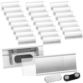 SENLINLIN Pack of 25 Name Tags for Clothing with Strong Double Magnet & Pin, Aluminium Magnet Name Plate for Work, Exhibition, School (70 x 32 mm)