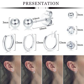 Dochais 14K Gold-Plated Earring Set - Hypoallergenic Huggie Hoops, Gold Studs, and Small Hoops for Women, Stylish Gold Earrings Ideal for Multiple Piercings & Sensitive Ears, 6 Pairs.