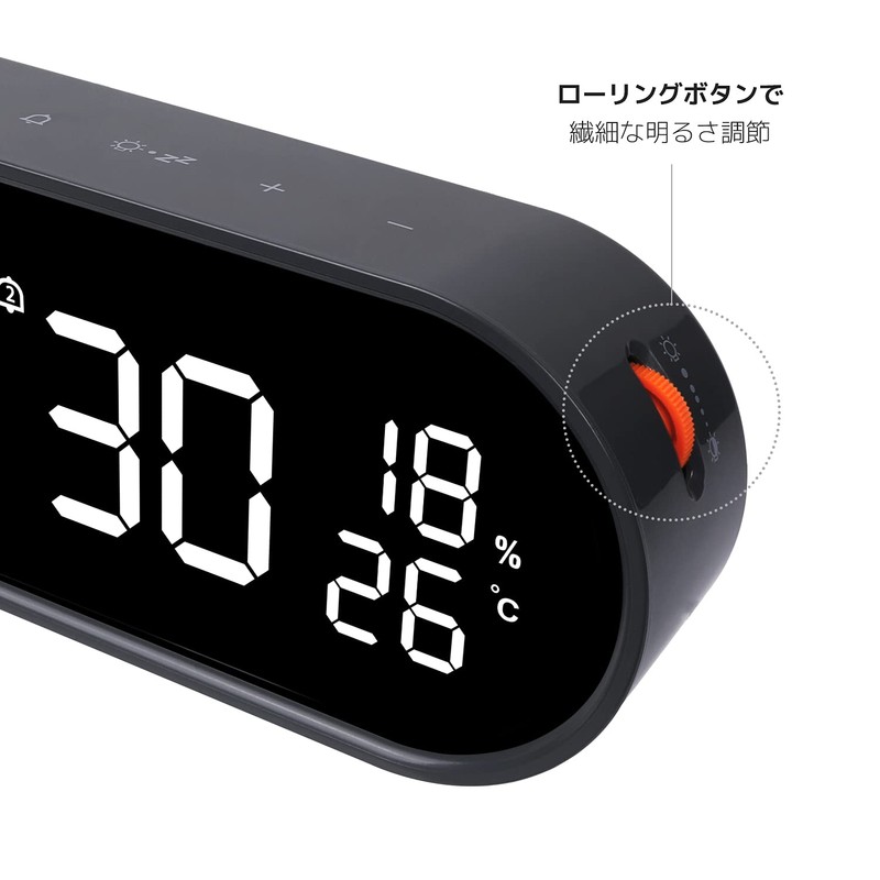 mooas ローリングポップ ミラー時計 デジタル時計 USB充電ポート搭載 透明LEDディスプレイ 明るさ調節可能 12/24時間表示モード アラーム&スヌーズのデュアル機能 温度&湿度表示