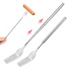DOERDO 2pcs Extendable Fork, Stainless Steel Adjustable BBQ Telescopic Dinner