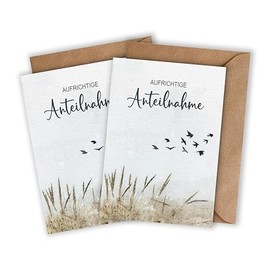 WBdesignz Sympathy Card Pack of 2 with Envelopes - Silent See Sincere Condolence Card with Saying - Condolence Card Individual Sympathy (DIN A6) (2x)